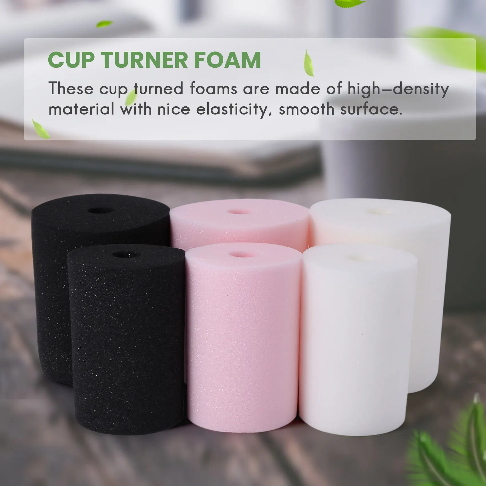 AEA9-6 Pcs Cup Turner Foam Tumbler Inserts For 3/4 Inch PVC Pipe Tumbler 10 Oz To 40 Oz Tumblers Crafting (Black/White/Pink)