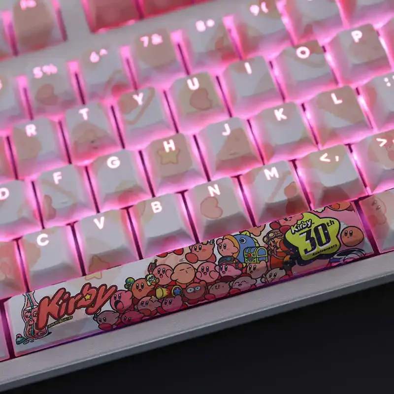 Star Kirbys Anime Keycaps Kawaii Cute Girls MX Switch Translucent Mechanical Keyboard Keycaps 108 Keys PBT Cherry Keyboard Caps