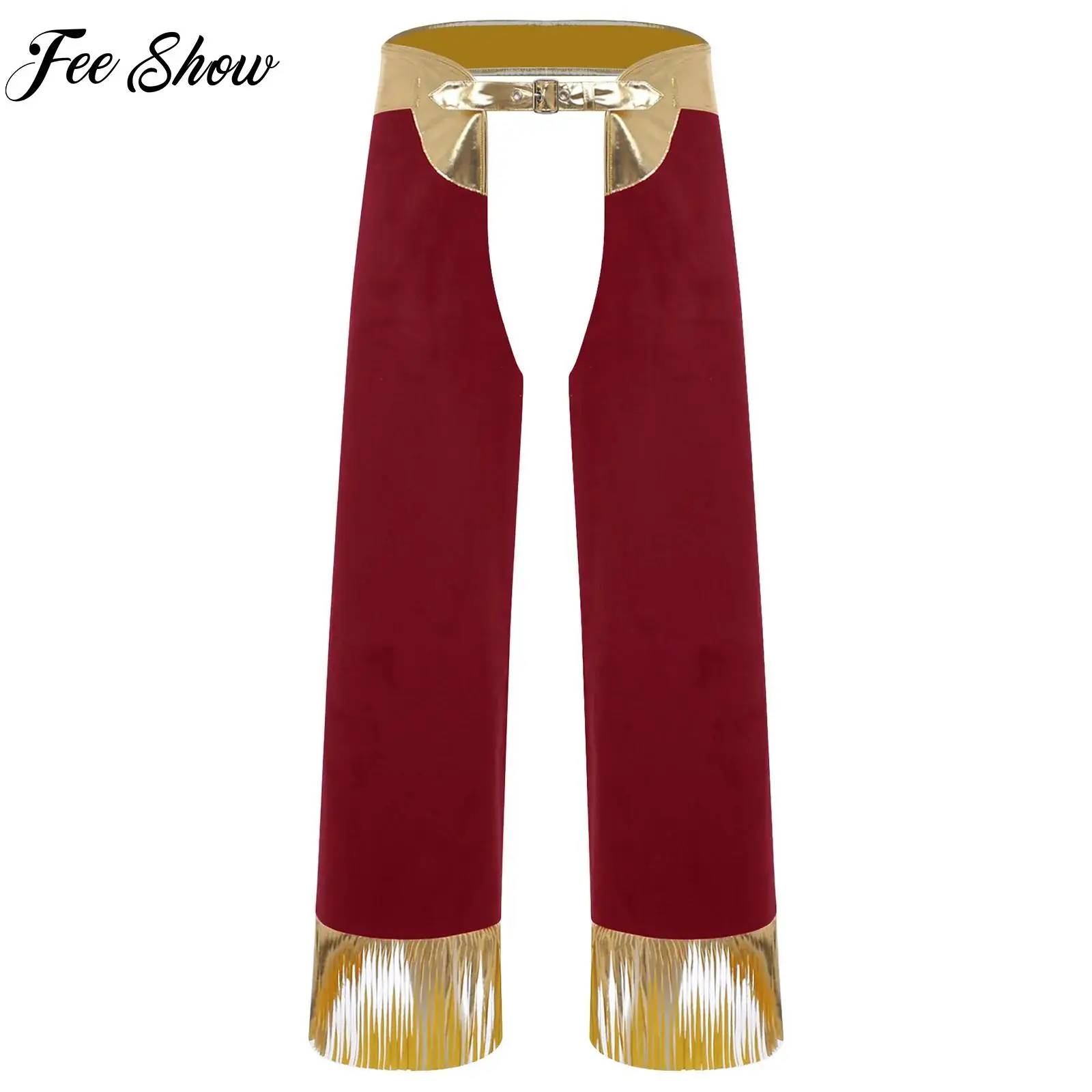 

New Mens Western Cowboy Costume Metallic Shiny Fringe Hollow-out Crotch Pants Bottoms for Halloween Dress Up Party Rave Clubwear