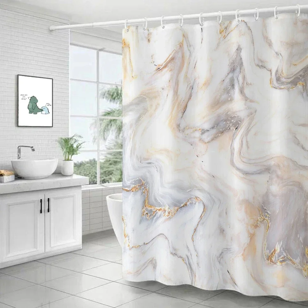 Marble Ripple Shower Curtains Abstract Striped Waterproof Bath Curtains for Bathroom Home Decor Modern Luxury Bathroom Curtain