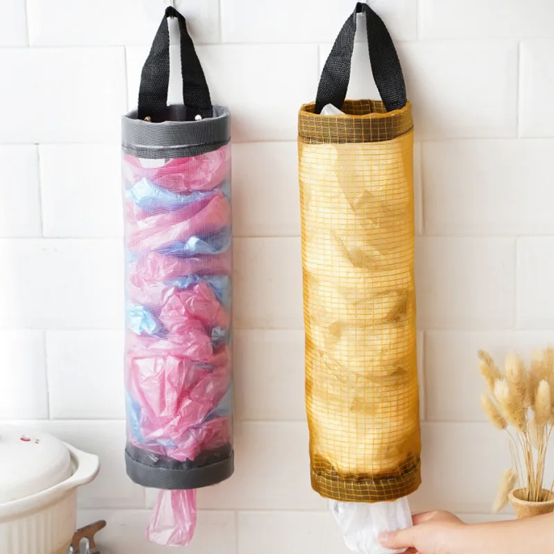 Stainless Steel Kitchen Trash Rack Cabinet Door Garbage Bags Holder Closet Garbage Storage Holder Towel Hanging Organizer