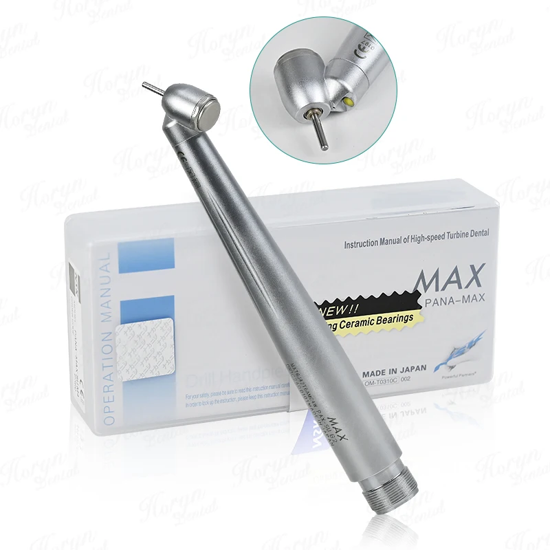 Dental 45 Degree High Speed HandpieceWith LED Light  E-generator Integrated Push Button Handpiece Single Water Spray