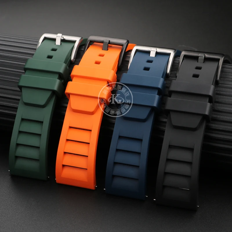 Gumowy pasek do zegarka fluoru 20mm 22mm do Breitling bransoletka adaptacja paska do każda marka zegarków nurkowych