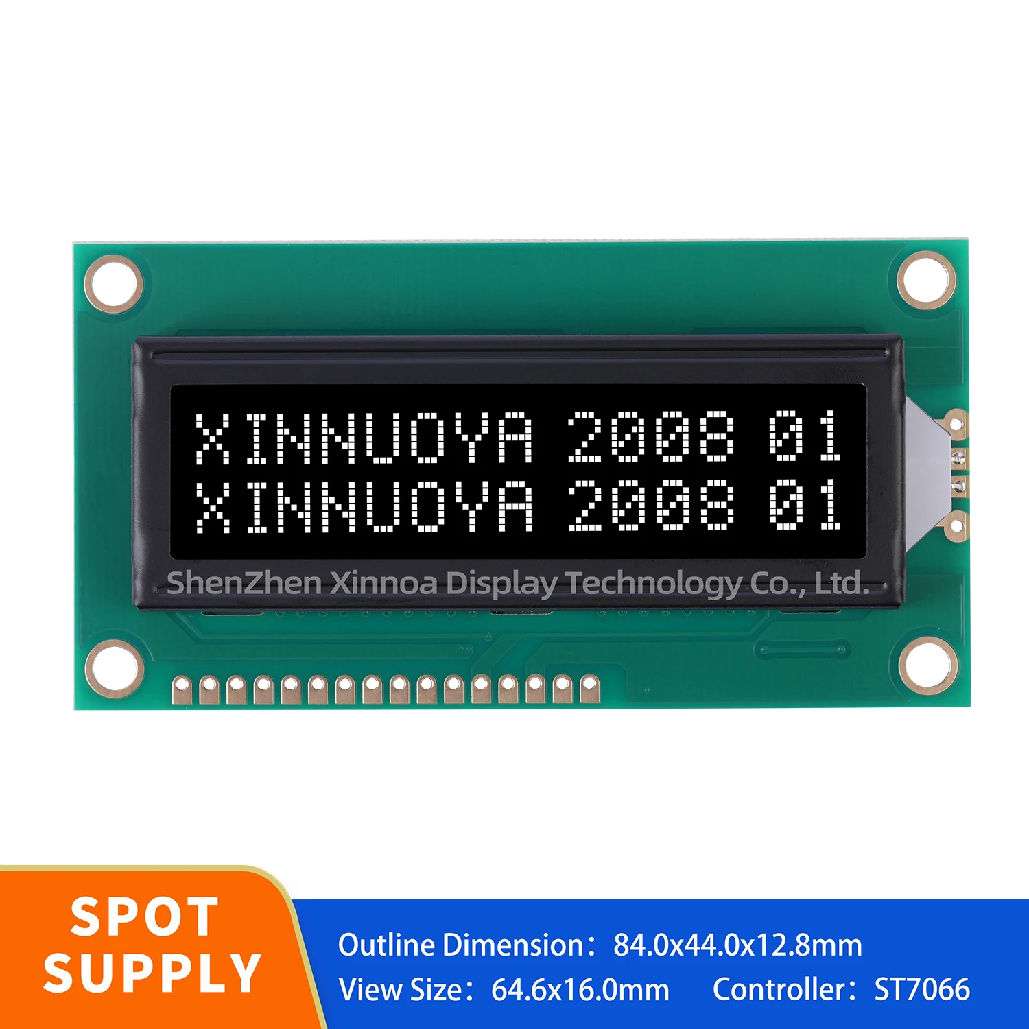 גופן לבן סרט שחור 16 פינים WH1602B-YYK 80 x36mm stn cob 6800 5v 16x 2 st7066u עם תאורה אחורית מובנה splc780d