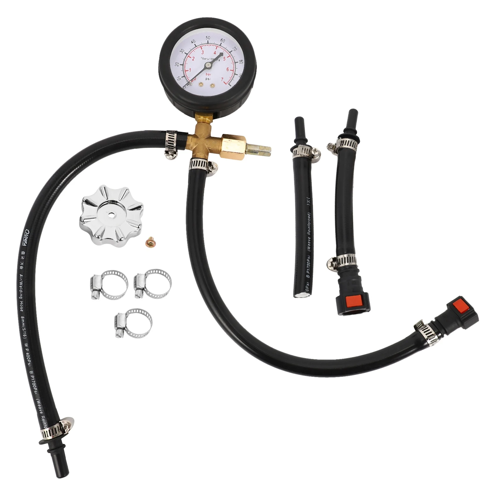 

Quick Connected Fuel Injection Pump Pressure Tester Gauge with Valve 0-100PSI