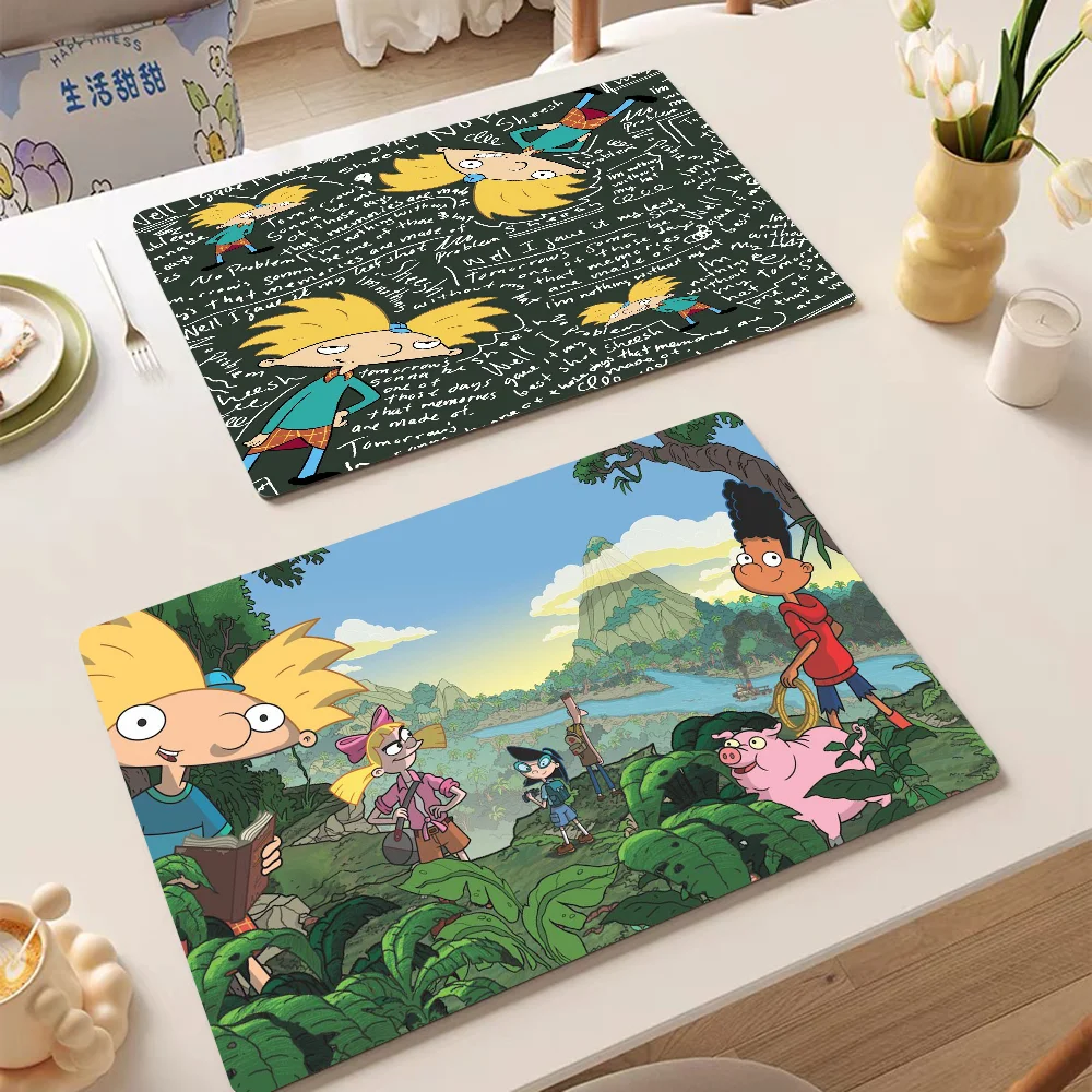 Hey Arnolds Cartoon Super Absorbent Coffee Mat Dish Draining Mat Large Kitchen Drying Mat Quick Dry Bathroom Drain Pad Kitchen