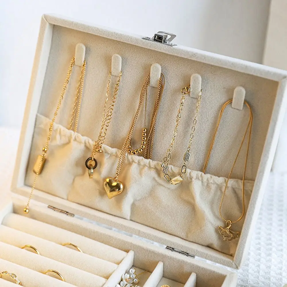 

Большая шкатулка для хранения украшений с откидной крышкой, пылезащитная, портативная, органайзер для серег, INS, с 3/9/24 отделениями, лоток для ожерелий и браслетов