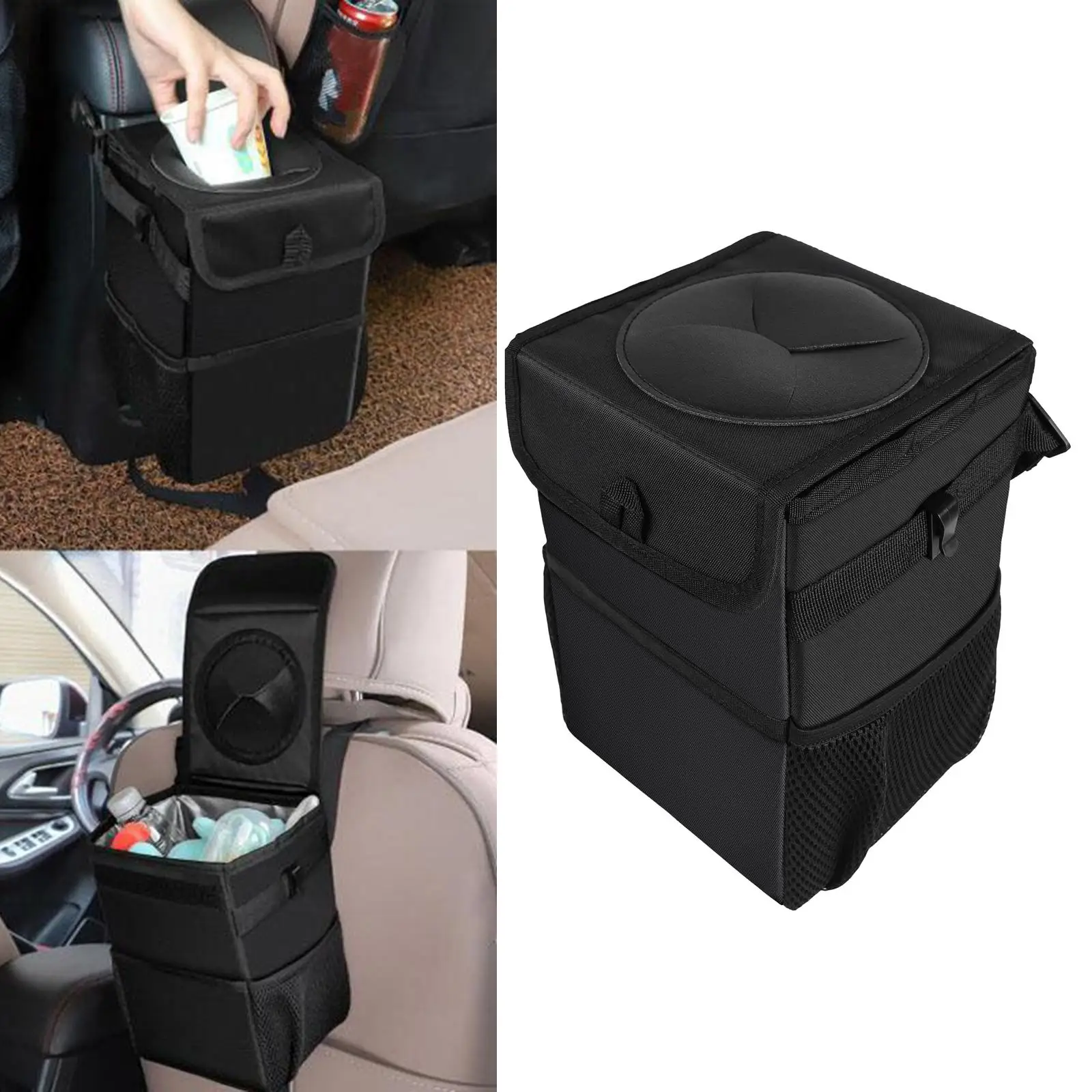 Collapsible Car Trash Garbage Can Litter Bin Organizer Bag Waterproof Black