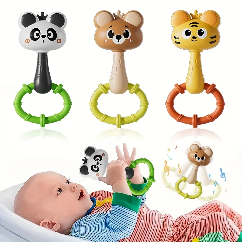 ของเล่นกระดิ่งมือหมีและเสือ - ของเล่นเสริมพัฒนาการด้านประสาทสัมผัสพร้อมเสียงเพลงและเสียง ฝึกพัฒนาทักษะการเคลื่อนไหวกล้ามเนื้อมัดเล็ก ฝึกการจับ