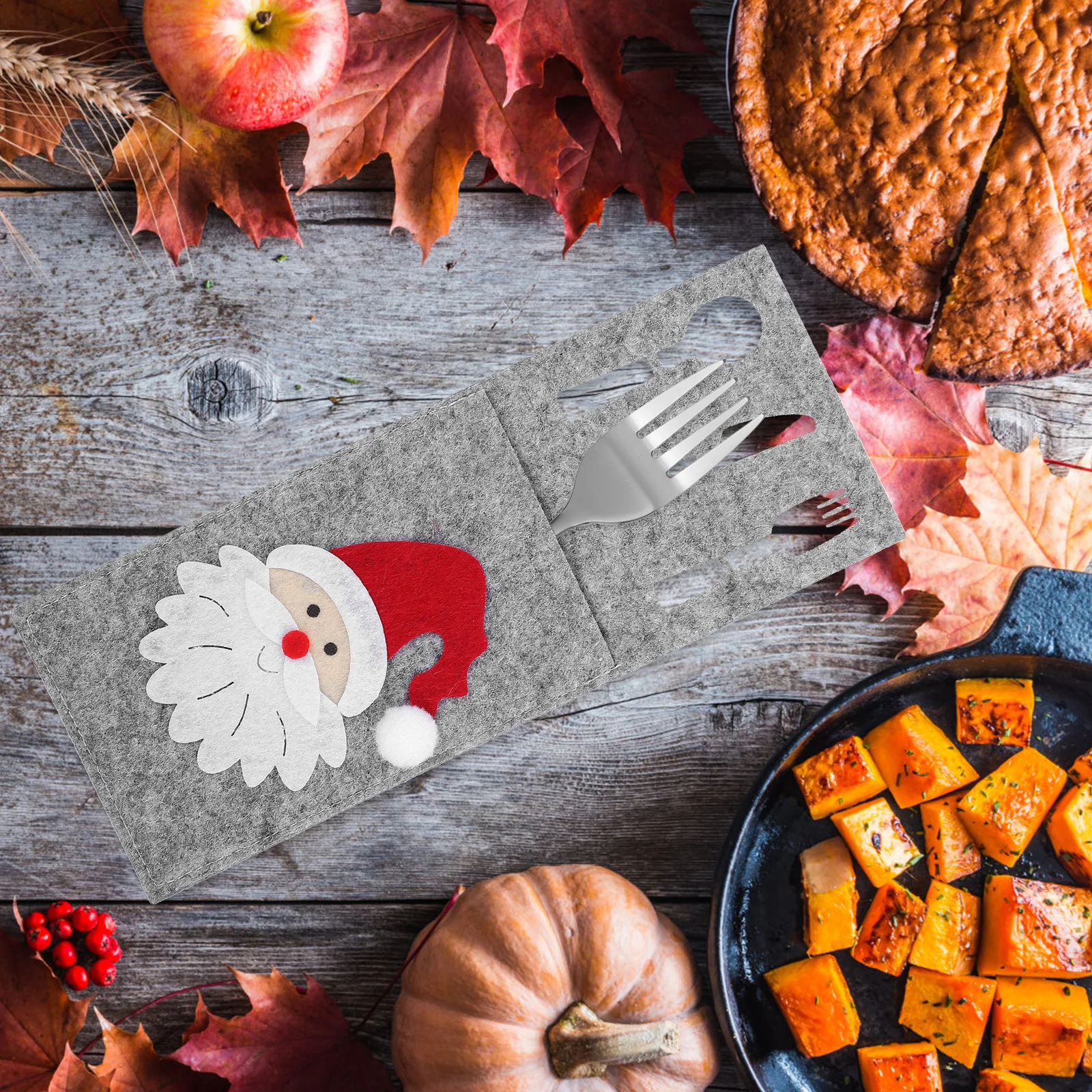 Adorable cortador navideño con mangas para tenedor, tamaño compacto, fácil de llevar, decoración de mesa de cena, soporte para cubiertos para fiesta, 4 Uds.