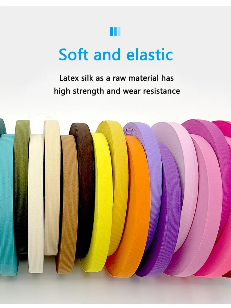 2/5/10M 2CM Colorful Flat Elastic Bands High Elastic Latex Knitted Thick Rubber Rope Tape DIY Garment Trousers Sewing Accessorie