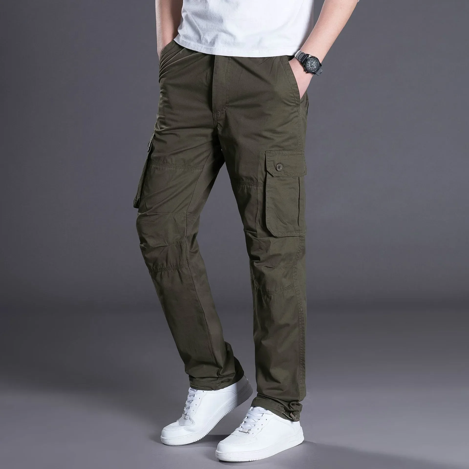 Trousers Boys Spring Men Camouflage Pants Cotton Male Overalls Casual Green Cargo Pants Long Straight Mens Big Size Camo Pants