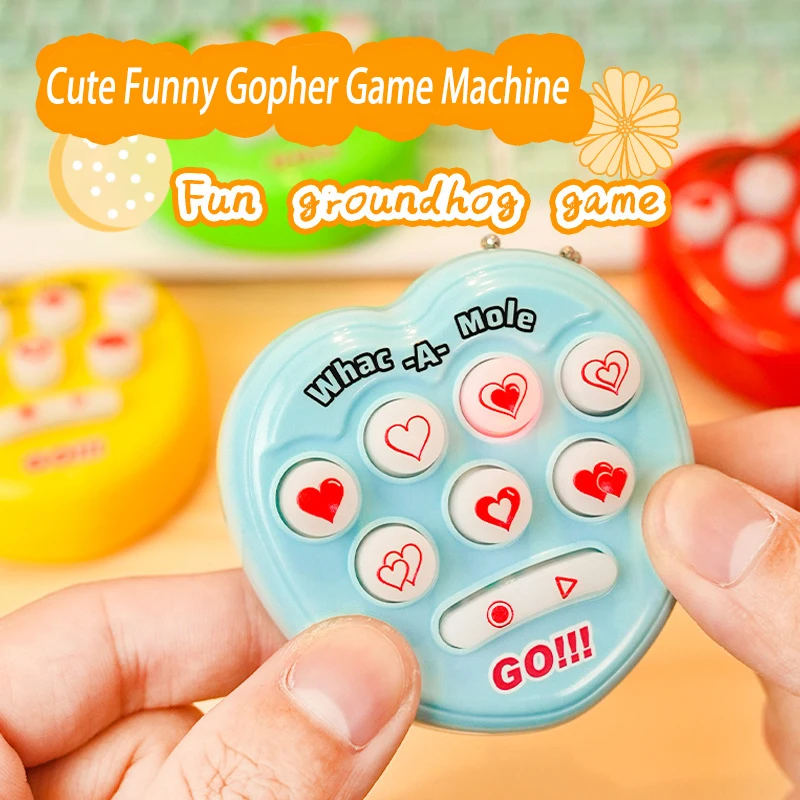 Mini Whack-a-Mole Interactive Memory Game Machine Portable Handheld Fidget Game Console Toy Key Chain For Kids And Adults