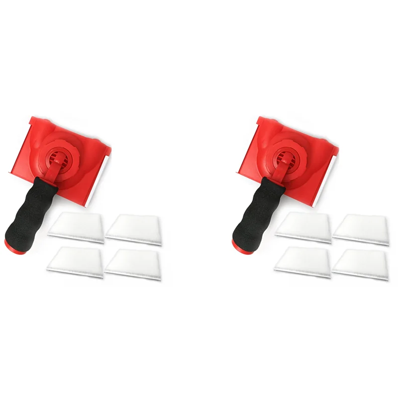 

B03C-2X Rotatable Handle Paint Edger 4 Replacement Pads Refills, Easy Quick Paint Edger Tool For Walls Corner Painting