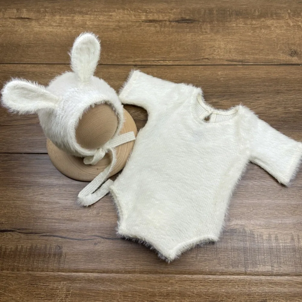 

Мягкий вязаный реквизит для фотосъемки новорожденных, очаровательная кукла-кролик, реквизит для косплея, милый легкий вязаный детский наряд