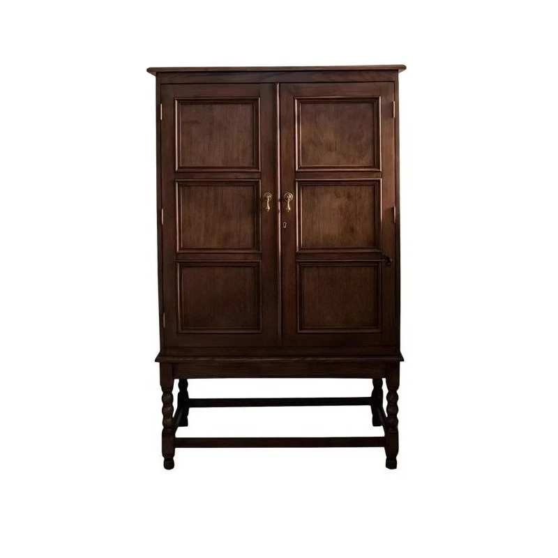 

American rural retro dining side cabinet solid wood wine cabinet integrated against the wall French light luxury high-end displa