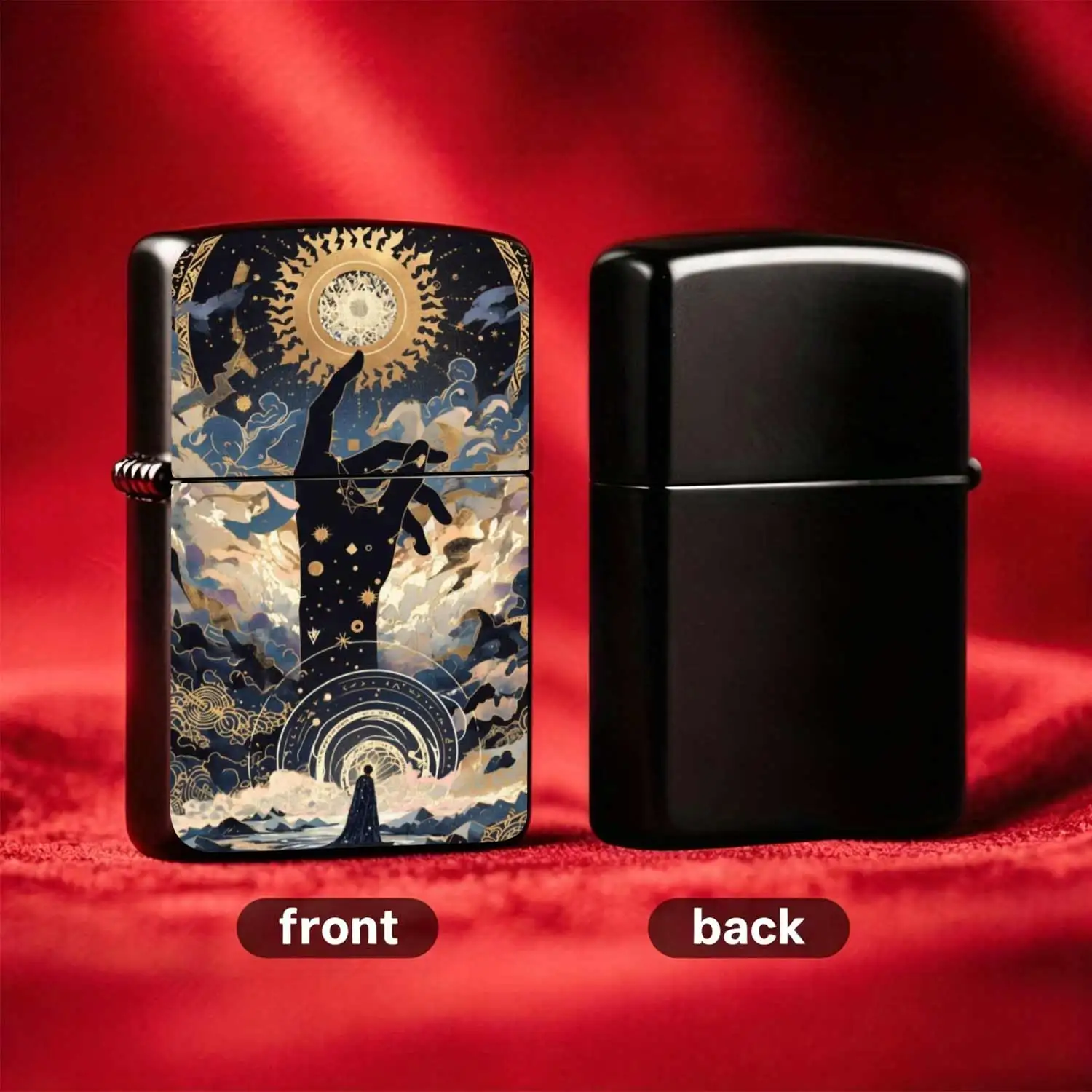 Reusable Flip-Top Pocket Metal Windproof Lighter, Mysterious Cosmic Palm Art Pattern, Retro Textured Body, Portable and Durable for Daily Carry and Outdoor Use, a Personalized Portable Ignition Tool with Both Value and Practical Performance
