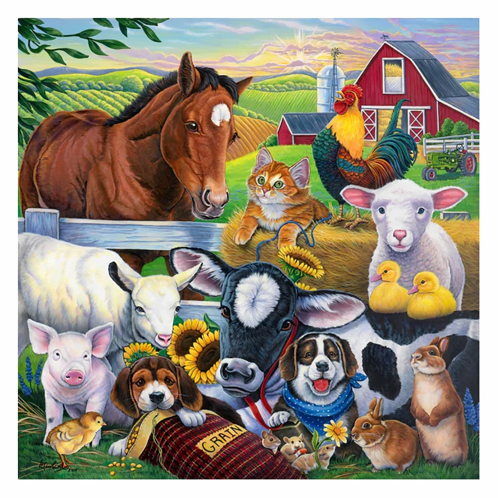 

DIY-5D Diamond Painting FARM FRIENDS Animals Ghost House Set Full Diamond Embroidery Mosaic Picture Closed home Decor Gift