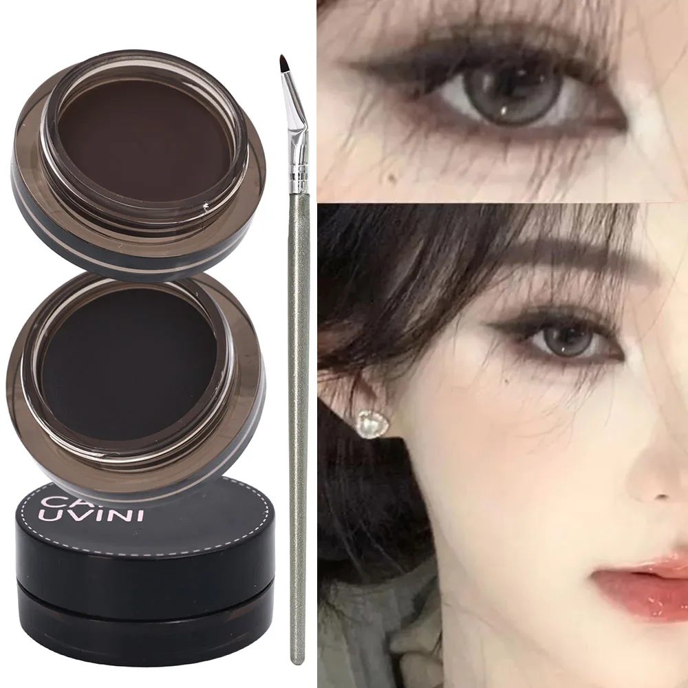 2/1 قطعة كريم جل كحل كوري مع فرشاة مقاوم للماء يدوم طويلاً ماتي ناعم مقاوم للتلطخ كحل مستحضرات تجميل للحواجب