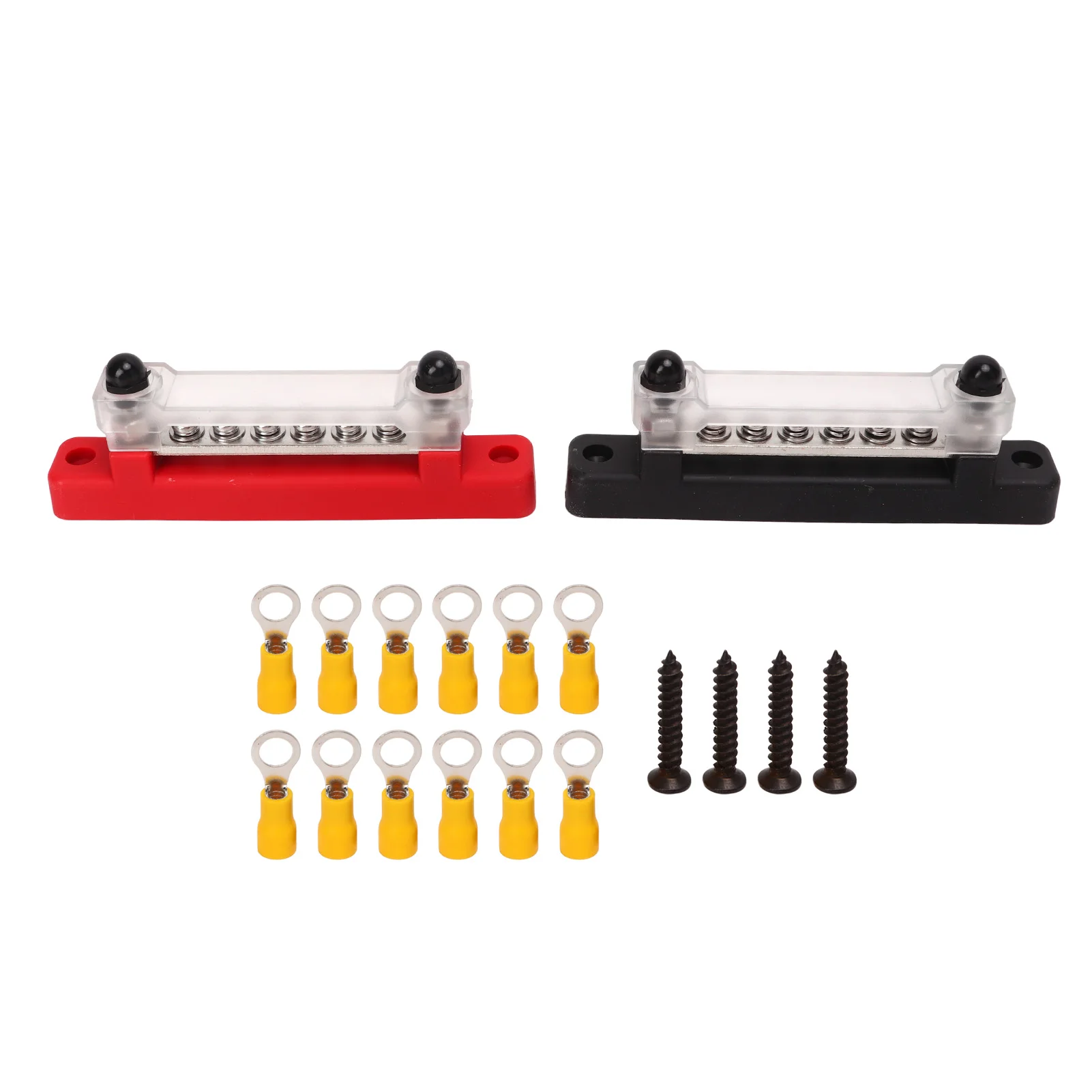 Terminal Block Bus Bar 48V 150A 6 Terminal Bus Bar 2 Studs Battery Terminal Distribution Block with 12 Terminals for Car RV Boat
