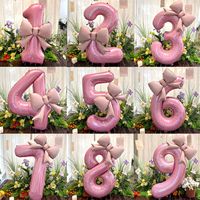 2pcs 40inch Pink Bowknot Number Foil Balloons Wedding Birthday Party Decoration Anniversary Decor Photo Props Party Supplies