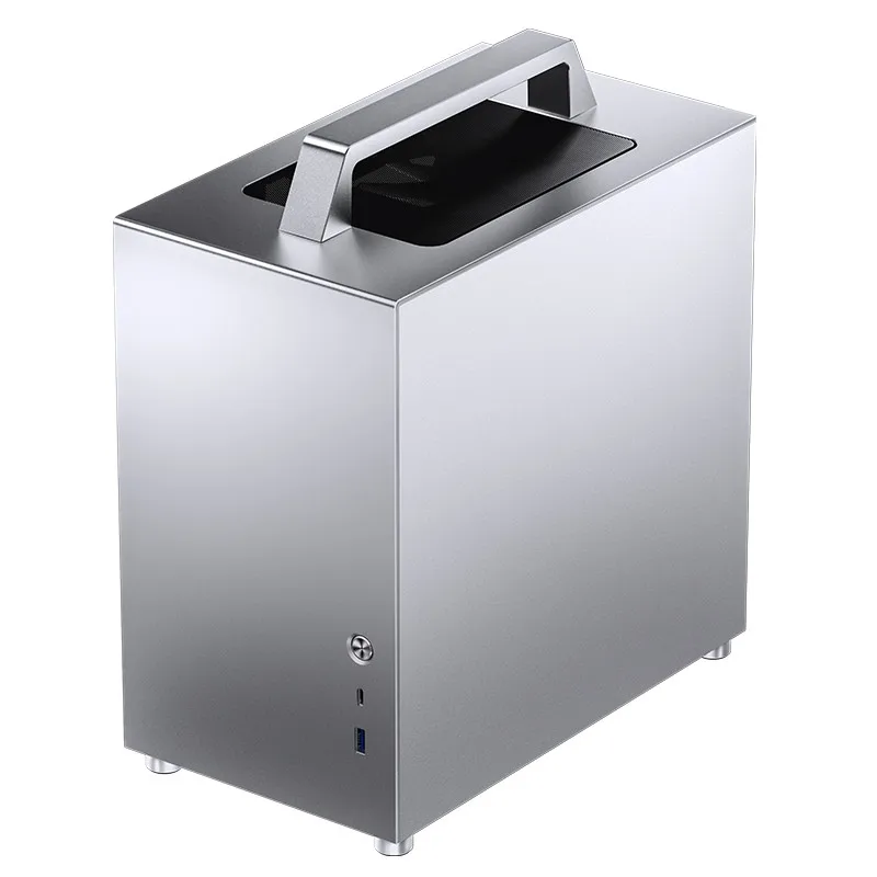 JONSBO T8 PLUS ITX Casing Genggam Portabel Panel Aloi Aluminium Casing Komputer Desktop Mini Transparan Samping