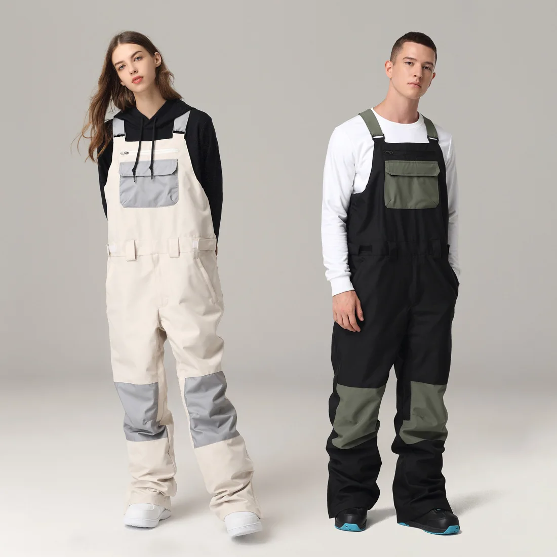 

High Quality Overalls Skiing Pants Windproof and Waterproof Candy Color Men's and Women's Outdoor Snowboard Equipment Jumpsuits