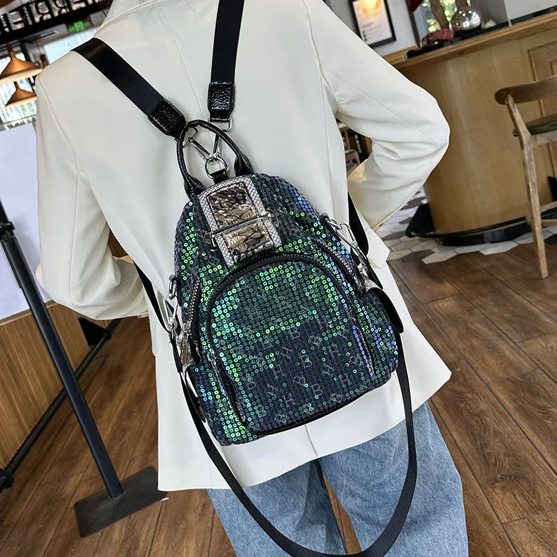 Imagem -04 - Mochila Chikage Lantejoula Feminina Bolsa Crossbody Estilo de Lazer Nova Personalidade Alta Qualidade Banda Larga Moda Simples