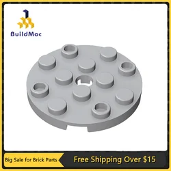 MOC 60474 Plate Round 4 x 4 with Pin Hole Building Blocks Parts DIY Bricks Bulk Model Educational Tech Parts Toys