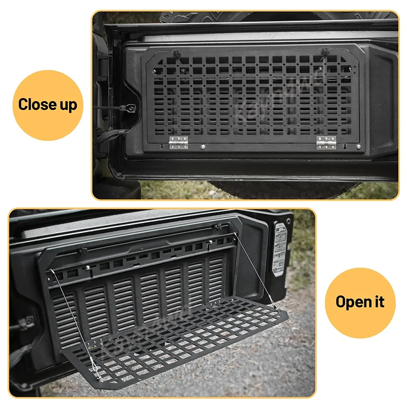 

Внедорожный алюминиевый столик на заднюю дверь 4x4 с тактической панелью Molle и грузовым багажником для Jeep Wrangler JKU JL JLU 2007-2025 годов