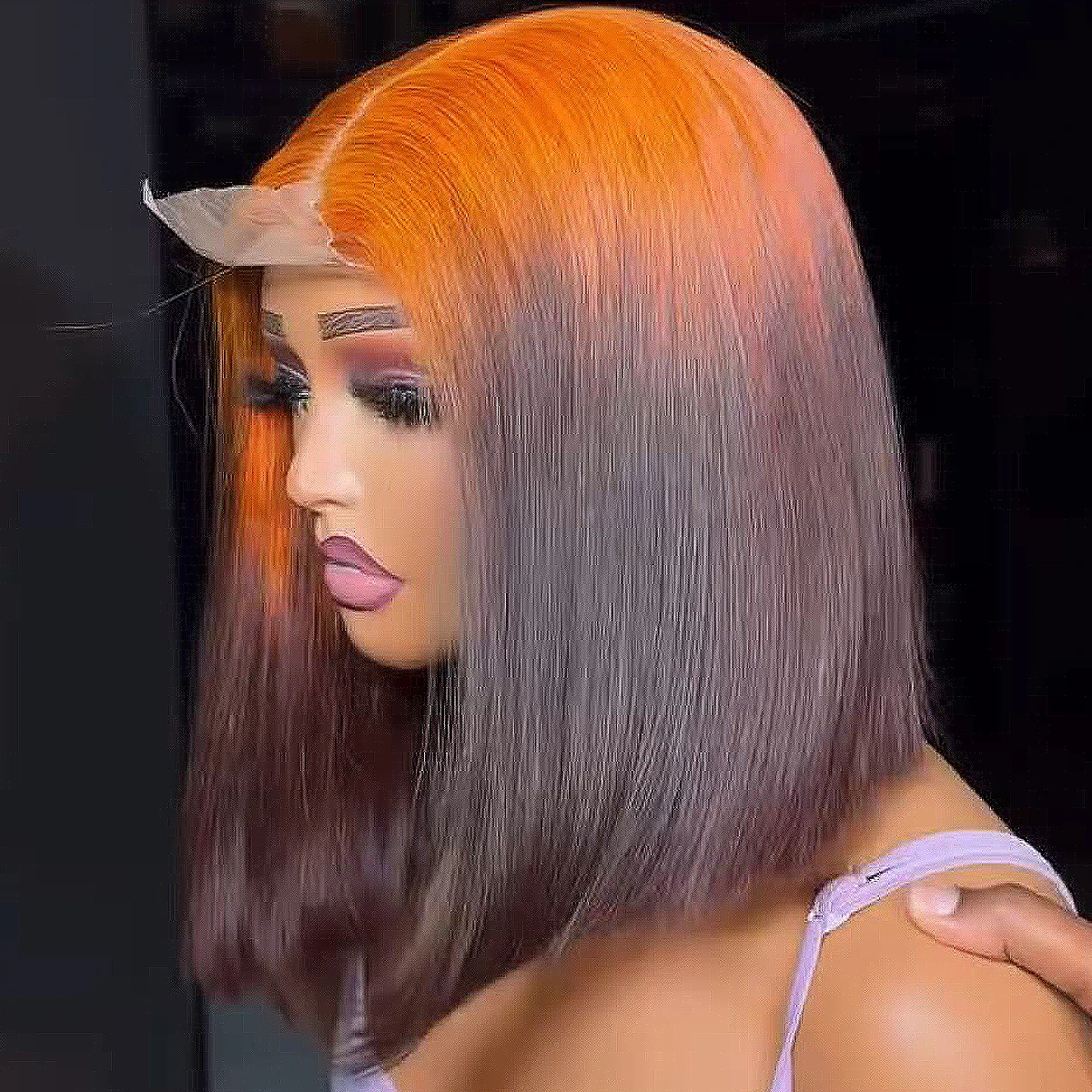 Glueless 350 Ginger Color Bob Straight Wig Human Hair 13x4 13x6 HD Lace Frontal Wig 4x4 HD Transparent Lace Wig PrePluck 14 Inch