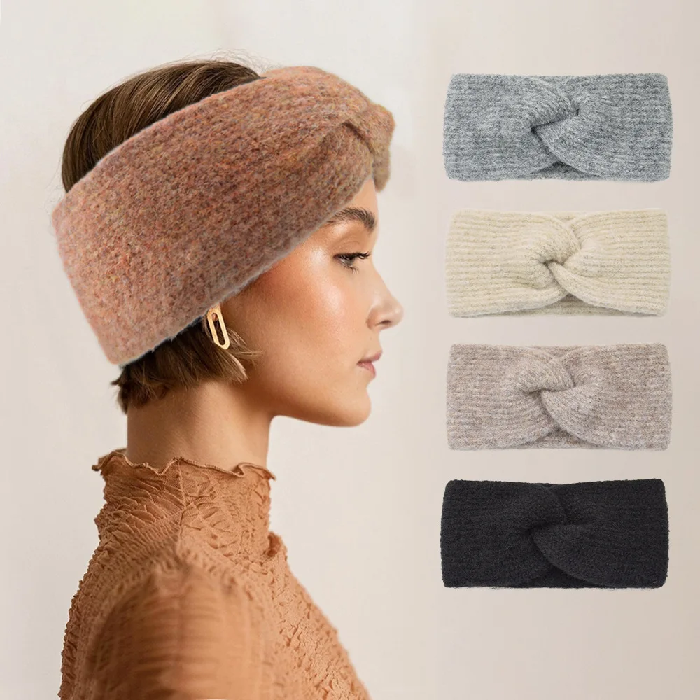 

Soft Smooth Cashmere Cross Knot Headband Women Fashion Head Band Autumn Winter Ear Warmers Thicken Wide Hair Bands Accessories