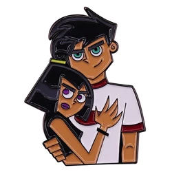 Cartoon Character Lover Sam X Dannny Enamel Pin Human X Ghost  Boy Badge Brooch Gift Backpack Decoration Jewelry