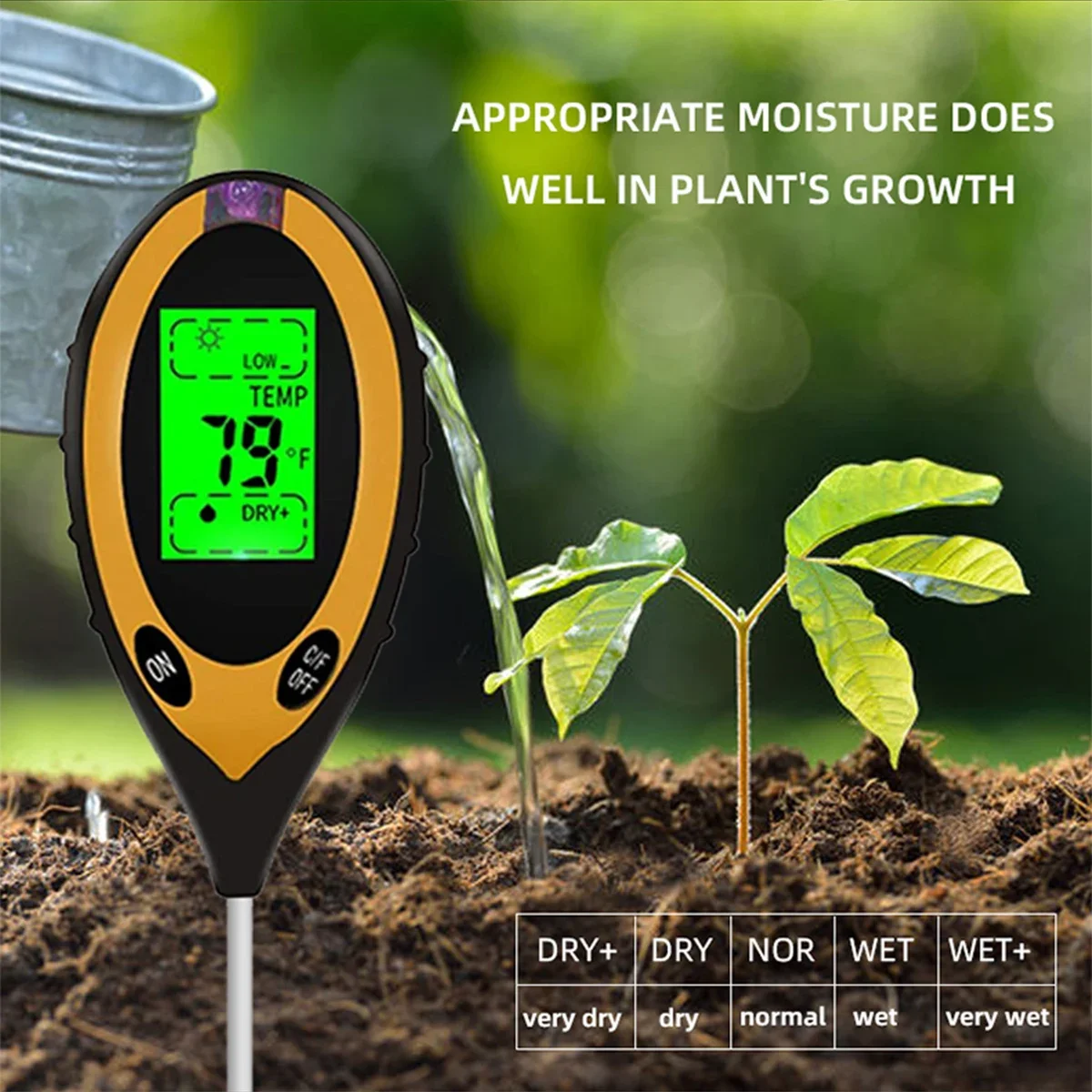 4 in 1 Soil PH Meter Tester Soil Tester PH Moisture meter Temperature Sunlight Intensity measurement Analysis Soil Acidity Test