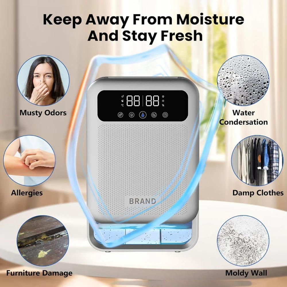 3.8L Dehumidifier With Air Purifier Combo Filter and Negative Air Ion Function Water Tank With Drain Hose 24hrs Auto-Off Timer