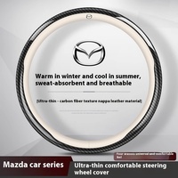 For Mazda 3 5 6 8 SKYACTIV Axela Atenza MX5 BT50 CX30 CX5 CX7 CX8 CX9 Carbon fiber Leather Car Steering Wheel Cover Accessories