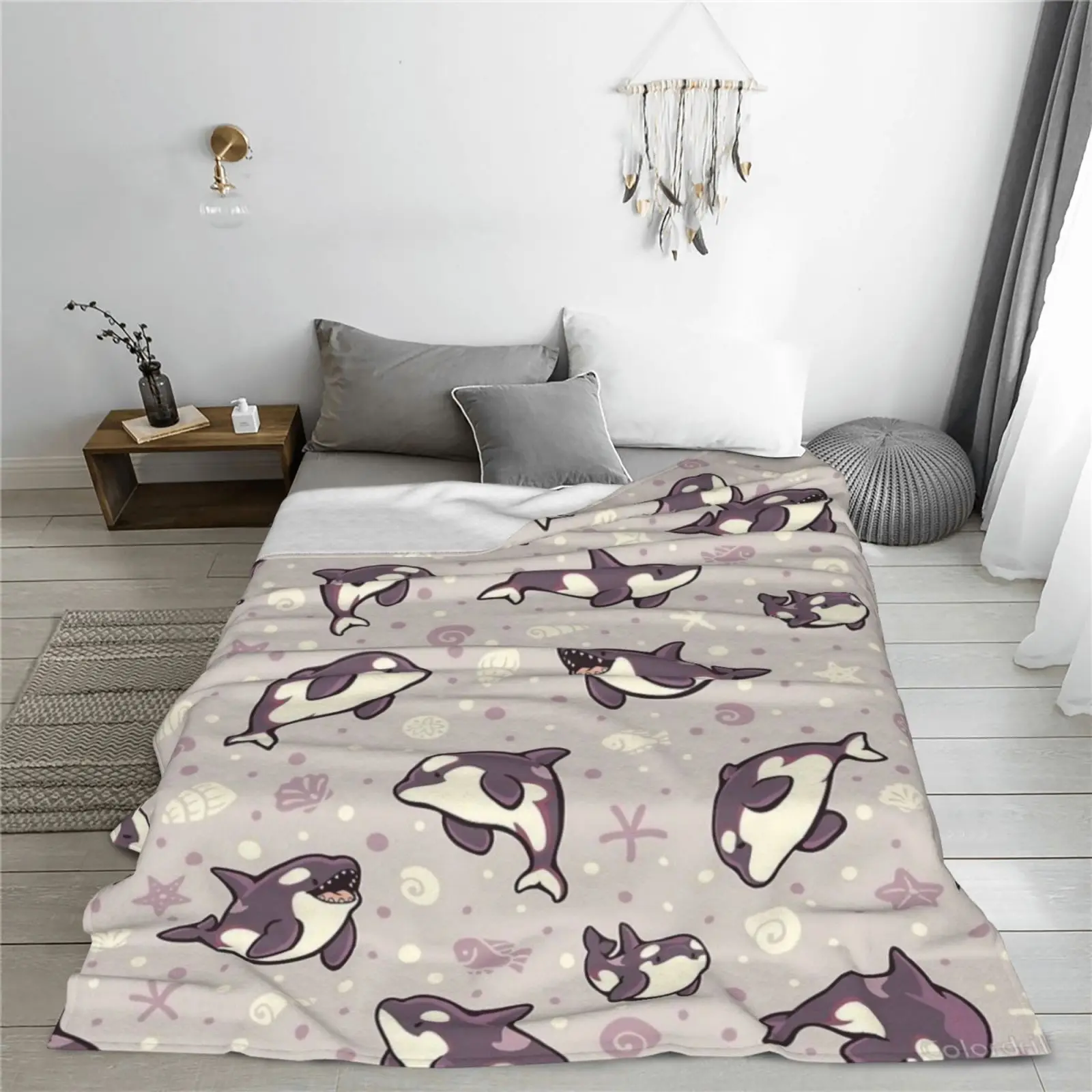Cozy Killer Whale Print Plush Blanket - Great for the Sofa, Bed, Picnics and Travel | Machine Washable, Extra Large Size view 6