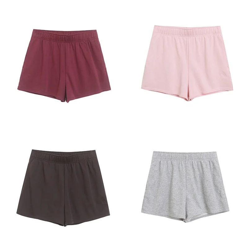 

Повседневные модные однотонные женские шорты с боковыми карманами, на подкладке, с хлопковым ворсом 80%, прямого кроя, летние, ультракороткие шорты
