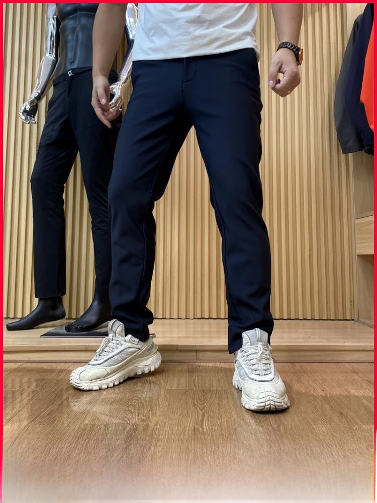 

Мужские зимние деловые повседневные эластичные прямые длинные брюки на подкладке, теплые, удобные, модные, городские, для поездок на работу