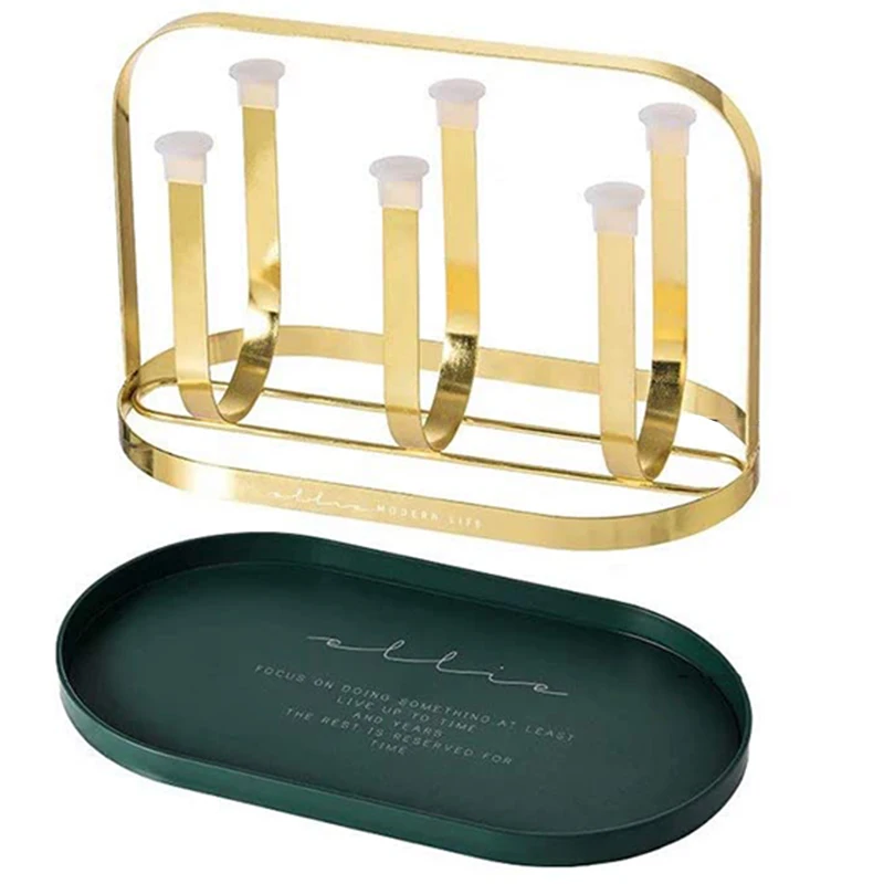 

A19I-Cup Drying Rack Stand,6 Cup Drainer Stand Rack,Non-Slip Mugs Storage With Handle And Detachable Drain Tray