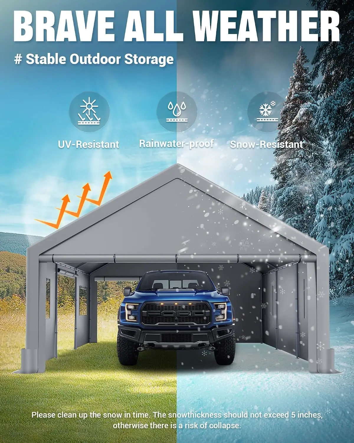 Upgraded 20x20 Heavy Duty Carport, Drive Through Portable Garage