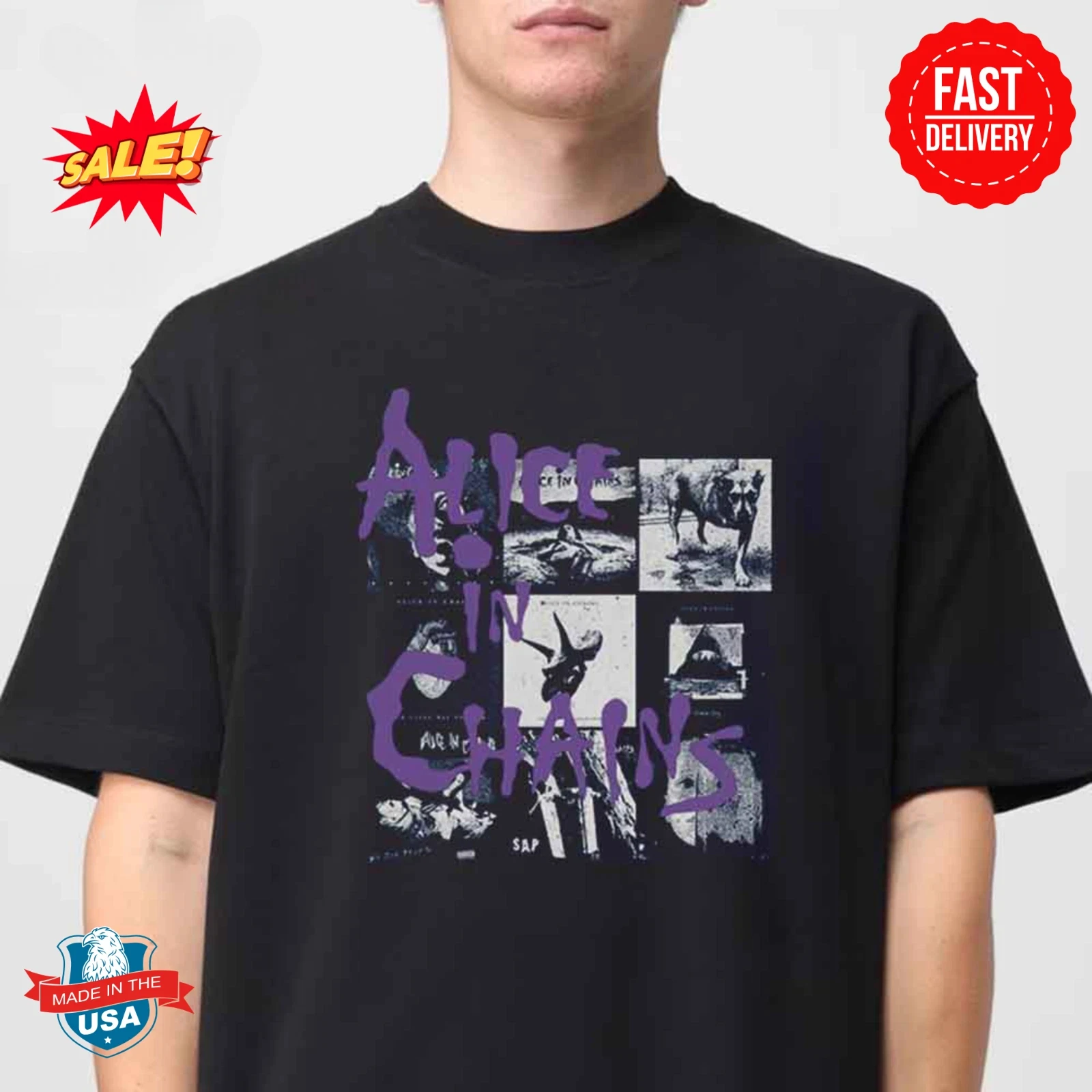 تي شيرت Retro Alice in Chains Rock، تي شيرت أبيض للرجال والنساء، مقاس S-4XL- أزياء كاجوال للارتداء اليومي