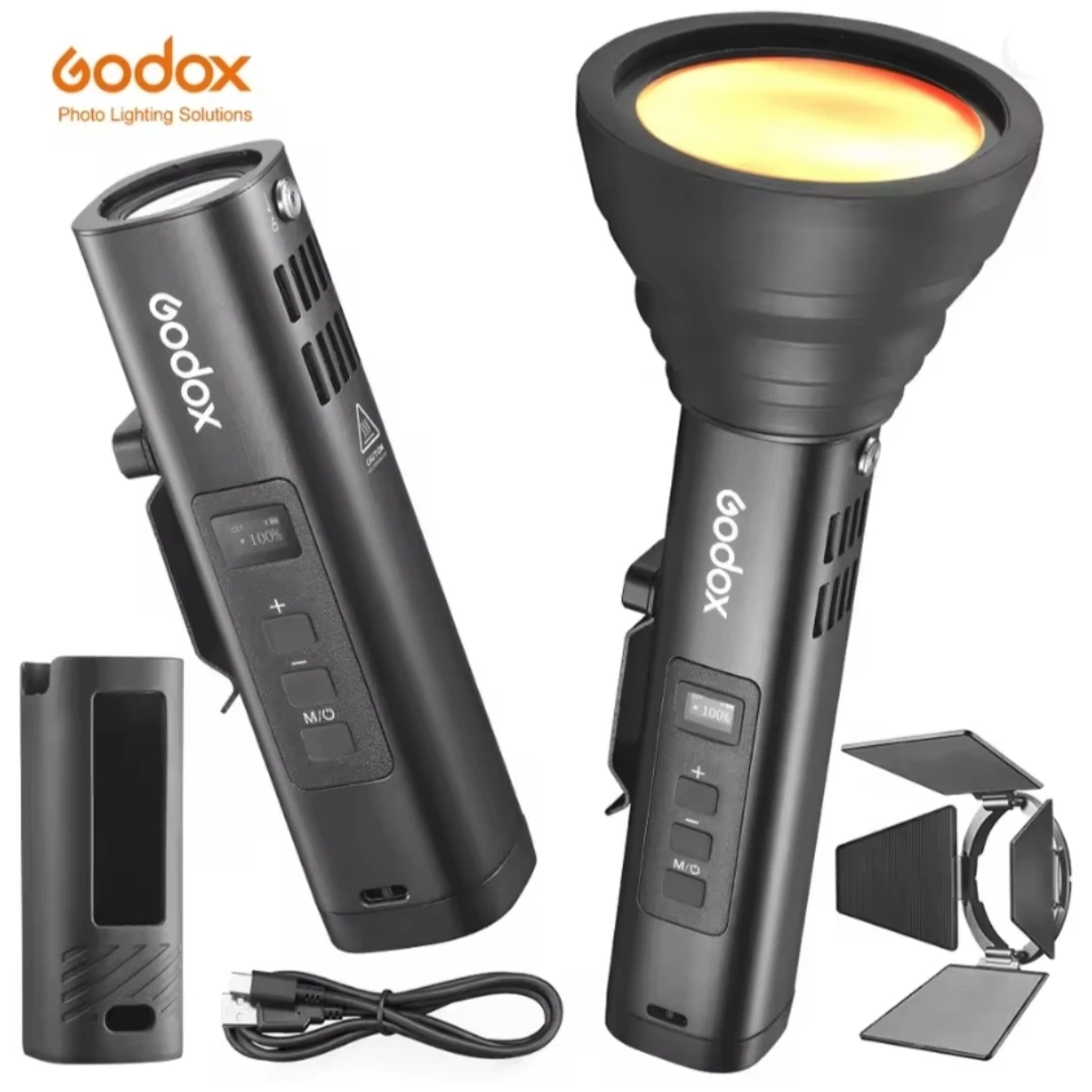 Godox FL15Bi 2800k to 6500k adjustable LED Video Flashlight APP Control 360 Degrees Rotation Barndoor Flash light with Zoom Lens