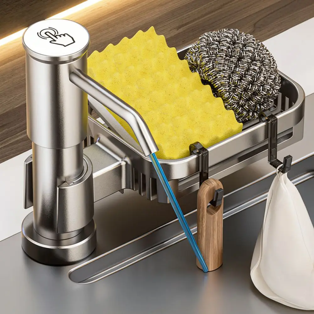 Kitchen Soap Dispenser For Sink Press Type Liquid Detergent Pump Space Aluminum Durable Modern Home Cleaning Accessory Tool