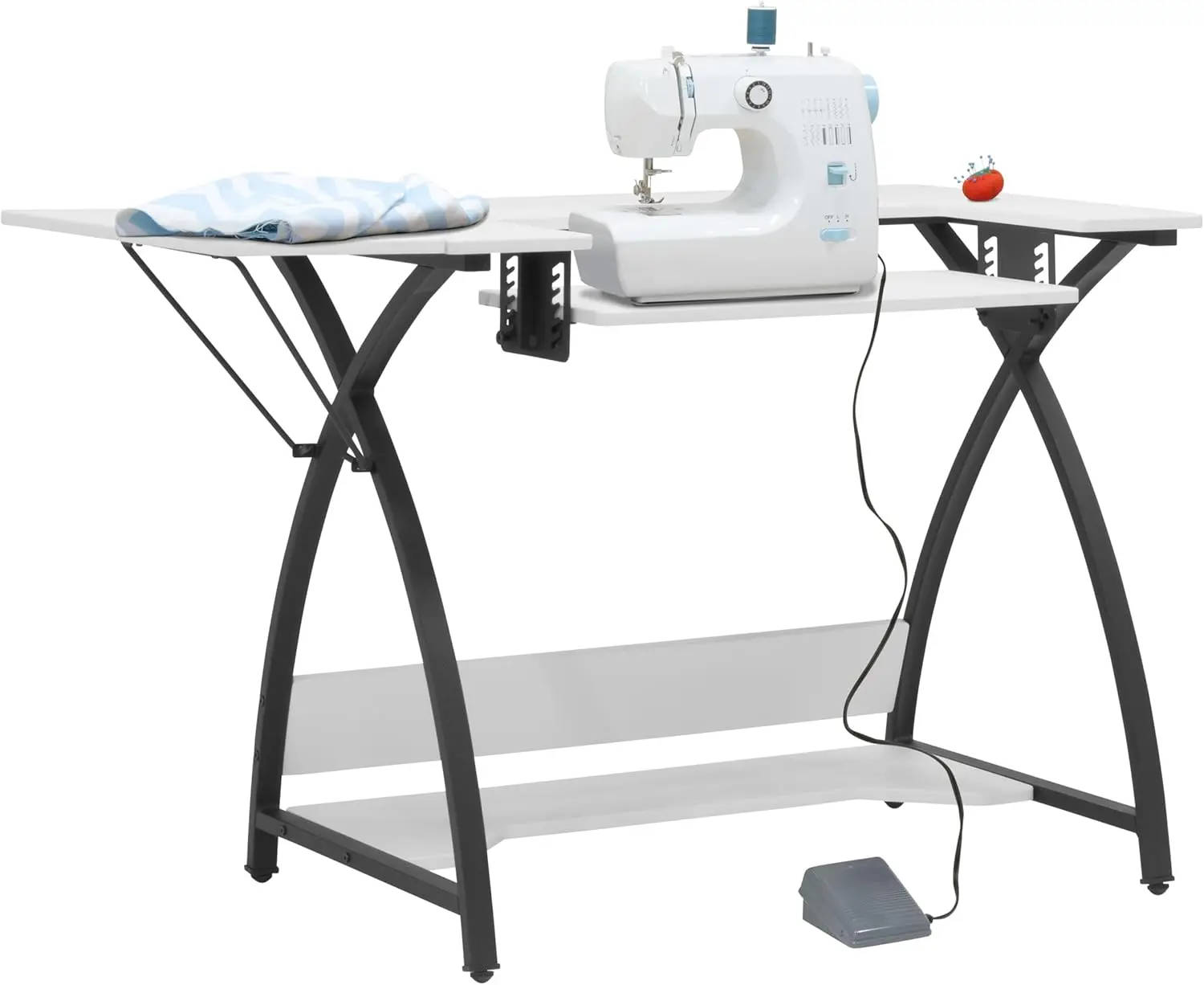 Comet Plus Hobby and Sewing Table with Side and Lower Shelf - Can Also Be Used as Computer Desk