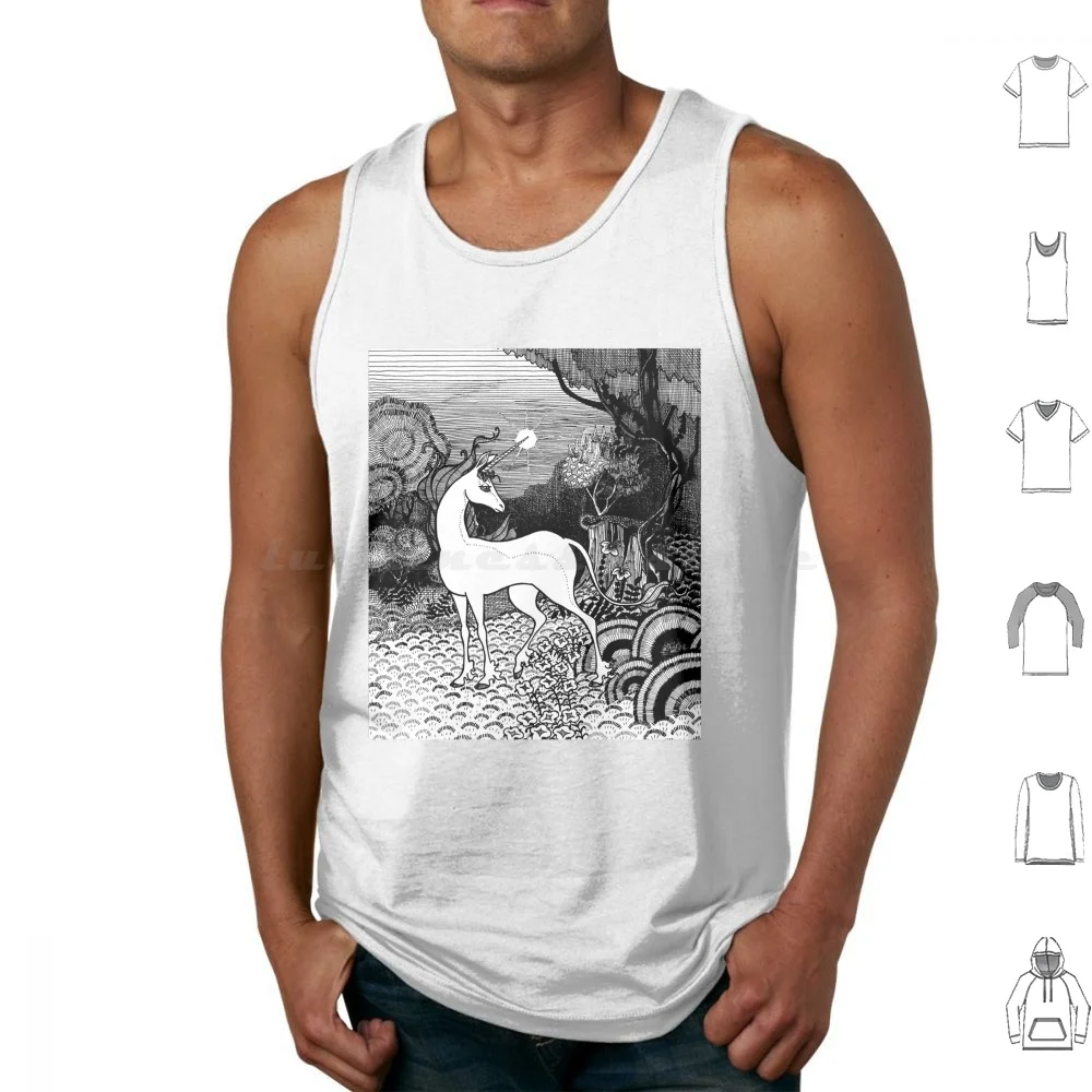 The Last Unicorn In The Shadow Of The Forest Tank Tops Print Cotton Alessia Di Gregorio Thelastunicorn The Last Unicorn