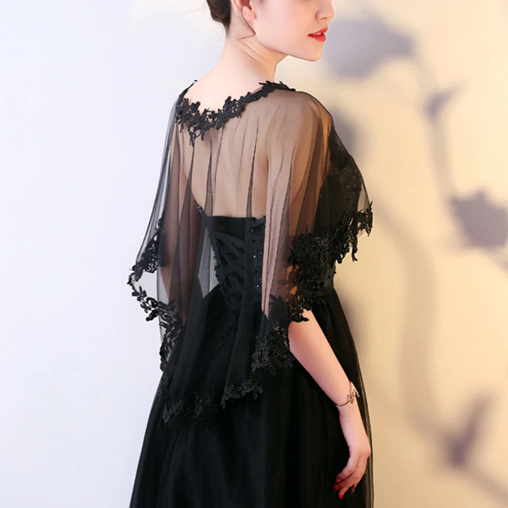 Fashion Elegant Lace Short Sleeve Shrug Bridal Wedding Red Black Cape Summer Casual Shawl Evening Dress Shawl Women Warps Scarf