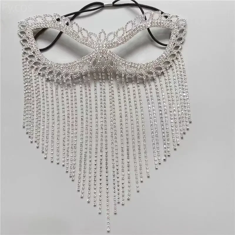 Chain With Rhinestones Nightclub Costume Eye Patches Jewelry Sexy Belly Dance Cosplay Decor Women Halloween Mask Disguise Gi MN3
