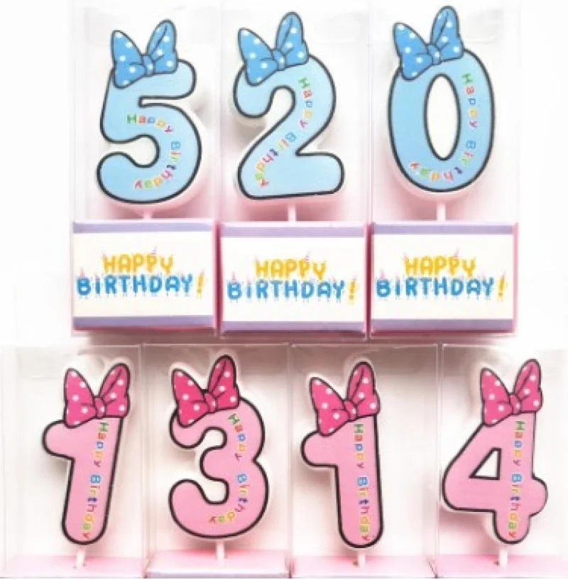 Cute Digital Number Candle Bowknot Number Birthday Candles 1 2 3 4 5 6 7 8 9 Kids Birthday Candle Party Decor Cake Candles