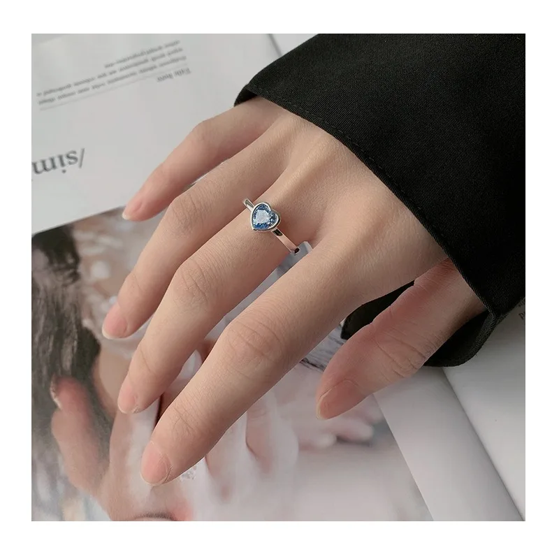 

Кольцо Kalaini's Wish Ring с морским синим цирконом, нишевый дизайн, кольцо любви